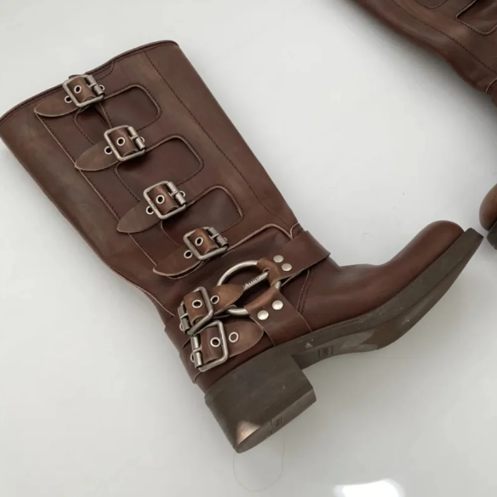 Miu Miu Harness Buckle Boots Brown Leather - Picture 10 of 11